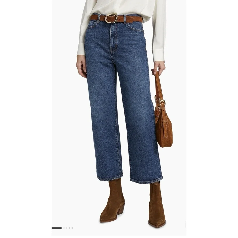 FRAME The Wide Straight Leg Jeans Blue Denim Ankle Length Sz 24 NWT $268 - Picture 14 of 16